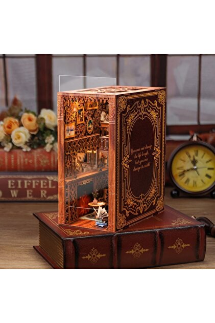 CUTEBEE Book Nook Sihirli Kütüphane Kiti – DIY - 3D Yapboz Yapı