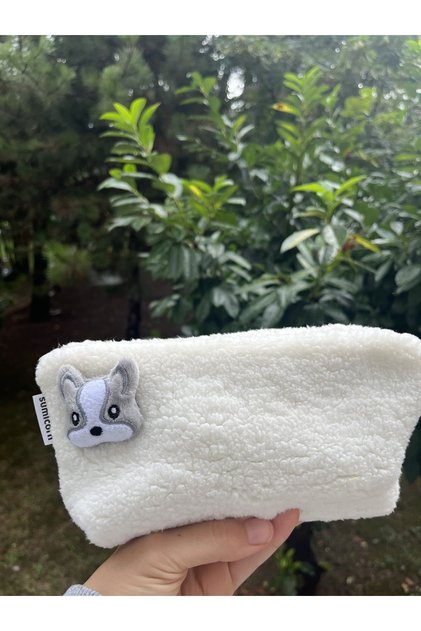 Cute Plush Washable Zippered Gingham Lined Cloth Pen Holder Pencil Case Wallet Makeup Bag