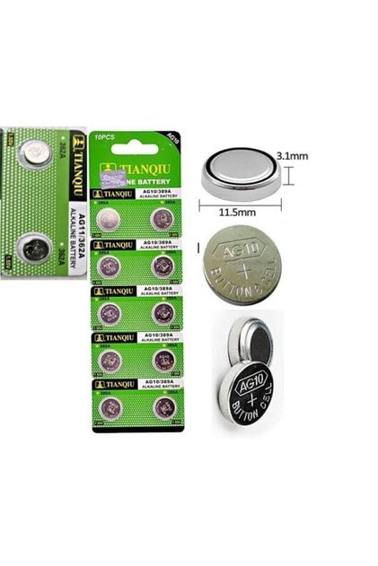 Tıanqıu Ag10 Oyuncak Hesap Makinası Işıklı Mum Pili Lr1130/lr54 /ag10 1.5 V 10 Adet Alkalin Pil