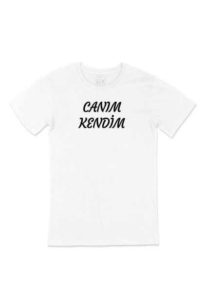 Canım Kendim Pocket Logo Designed White T-Shirt