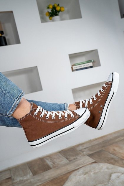 Women's Brown Linen Convers Model Sneaker