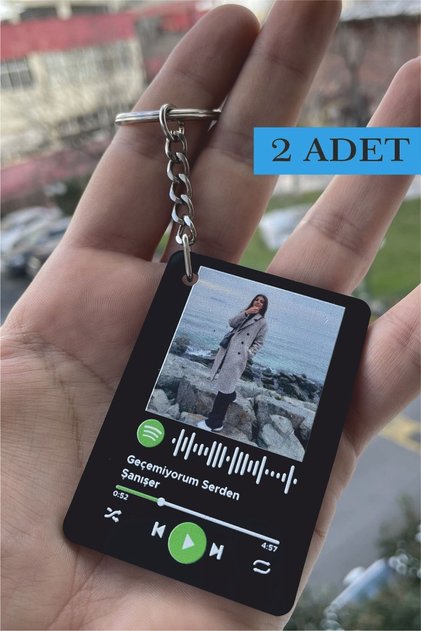Kişiye Özel Fotoğraflı Spotify Barkodlu Anahtarlık Siyah 2 Adet - Sevgiliye Hediye Arkadaşa Hediye
