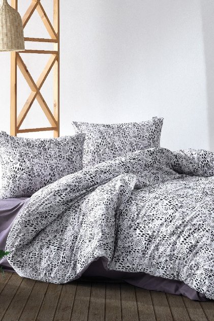 Double Duvet Cover Set Celia 100% Cotton Lilac