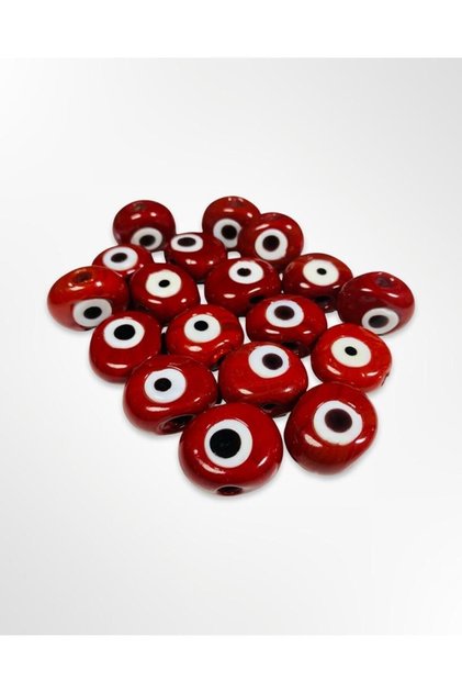 Red Large Size 2.5 Cm Handmade Dandelion Evil Eye Beads - (8 Pieces)