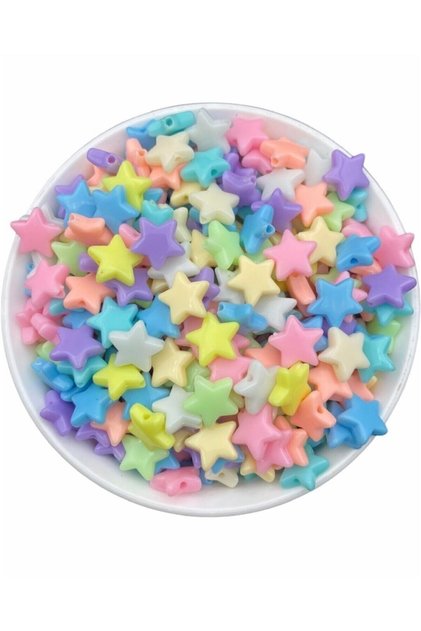 12mm Pastel Mixed Color Plastic Star Model Beads, Jewelry Making Hobby Beads (25Gr, ~60Pcs)