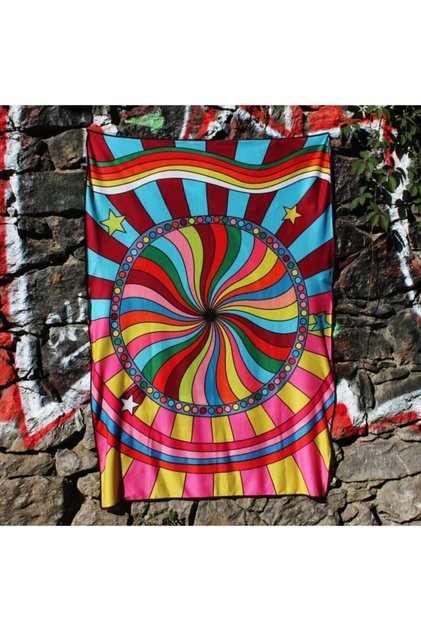Tapiserie decorativă de perete cu design hippie psihedelic din anii '60, 150x105