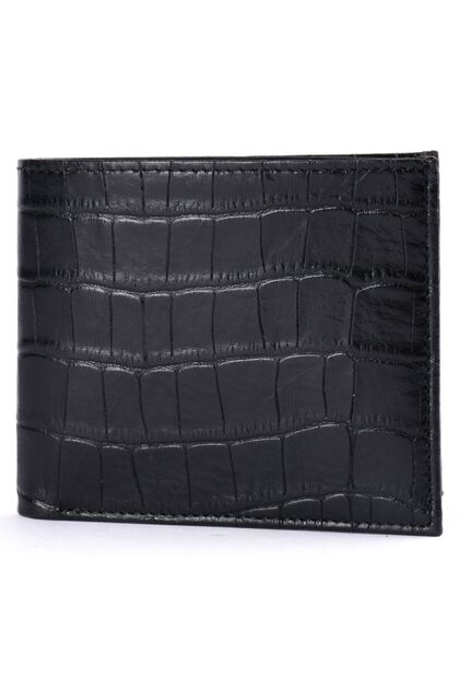 Crocodile Patterned Men's Leather Wallet - Slim Design, with Credit Card Holder and Coin Compartment
