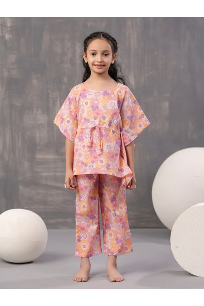 Floral Print Kaftan & Pyjama Set