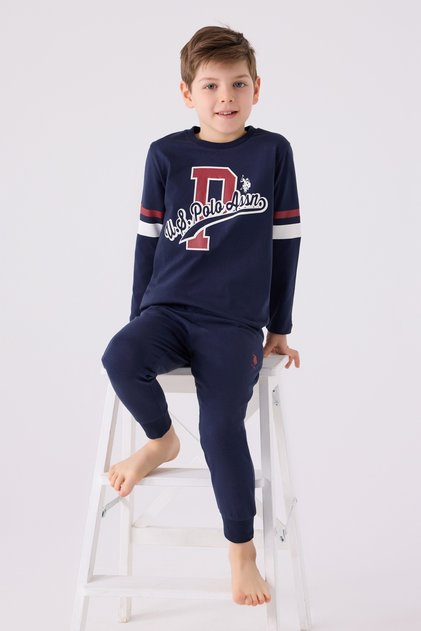 1902-g Boy's Navy Blue Two-Piece Set Team