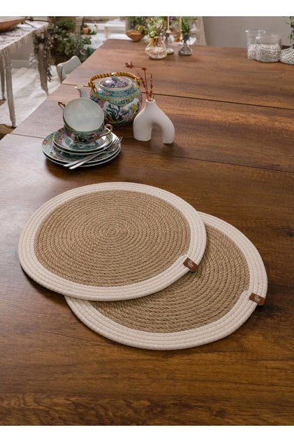 Scandinavian jute hand-woven 2-piece coaster plate mat wall decoration accessory wicker