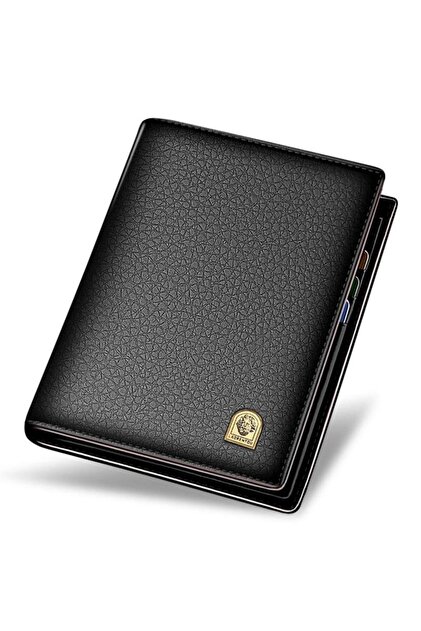 SEPTWOLVES Logo Genuine Leather Black Card Holder & Men's Wallet