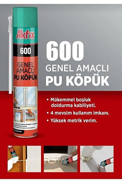 Akfix 600 Genel Amaçlı Pu Köpük 750ml/600gr - Fiyatı, Yorumları