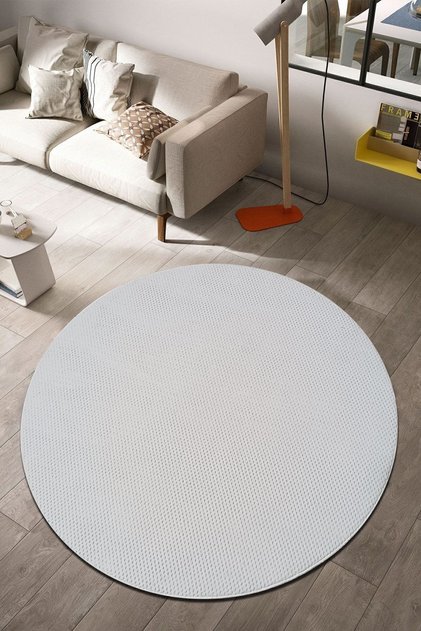 Kaymaz Tabanlı Kesme Kabartmalı Salon Koridor Mutfak Hali Beyaz Yolluk VZR 7004 Beyaz Daire