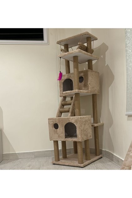Luxury Cat Scratching House and Play Platform with Hammock and Slot