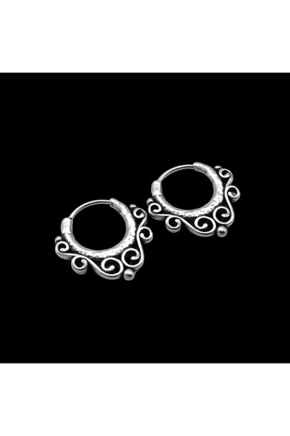 Vintage Design Hoop Boutique Design Tarnish-Free & Rust-Proof 316L Steel Gothic Earrings