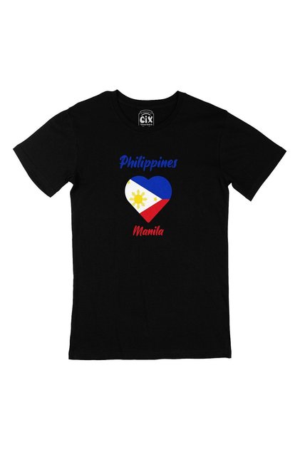 Manila Philippines Flag Heart Black T-Shirt