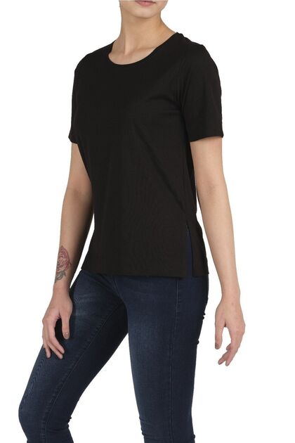 Women's Cotton Modal Short Sleeve Slit Comfort Fit T-shirt -2405