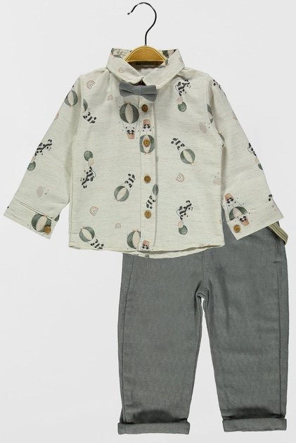 Cute Bow Tie Shirt and Suspender Pants Set