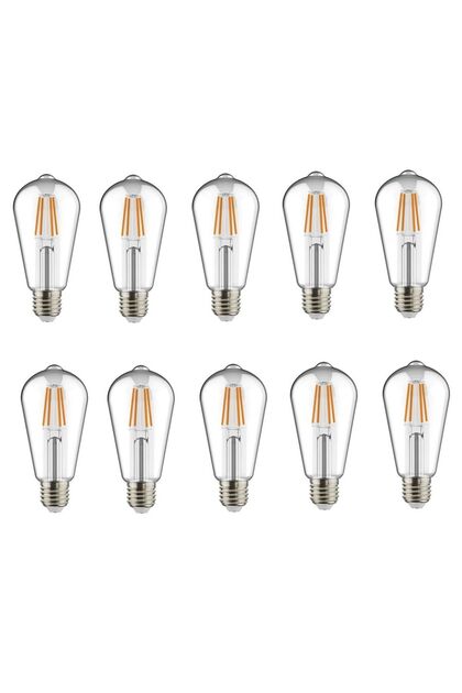 10 Adet K2 6W E27 2700K Sarı Işık Flamanlı Rustik Led Ampul KES505