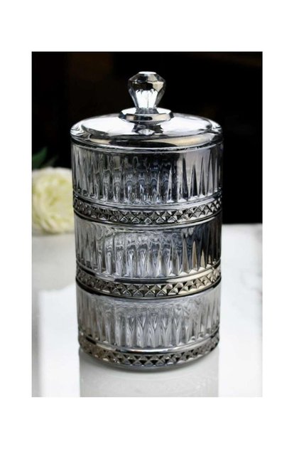 Smoked Elysia Decor 3-Tier Glass Snack Bowl