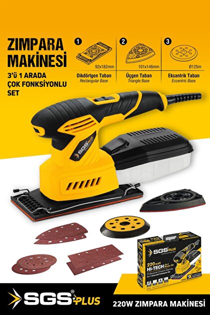 SGS PLUS Sgs5250 Profesyonel Titreşim Zımpara Makinası (3 IN 1
