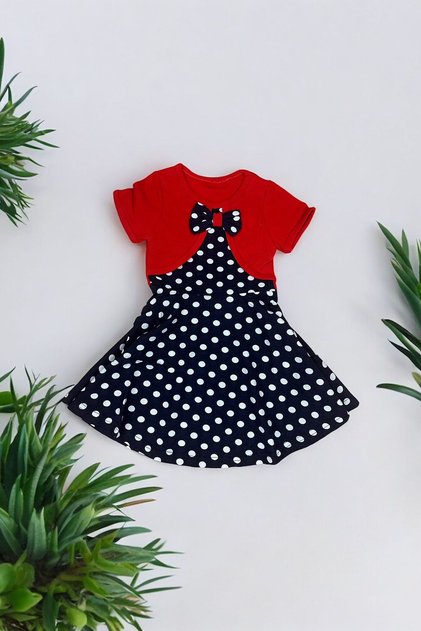Short Sleeve Red Vest Detailed Dress