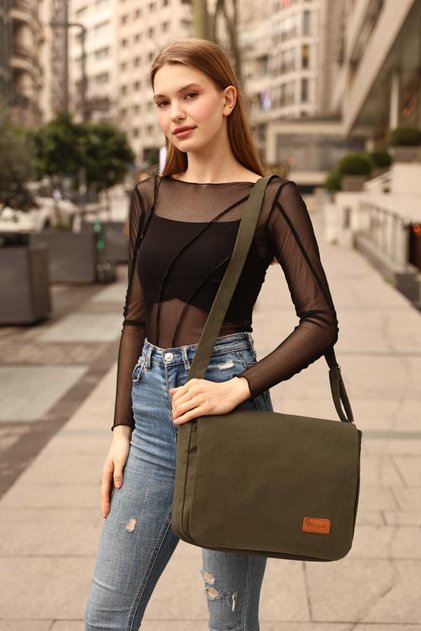Women's Postman Large Size Canvas Unigue Written Shoulder Bag