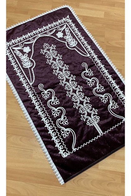 Claret Red Velvet Dowry Bridal Set Prayer Rug