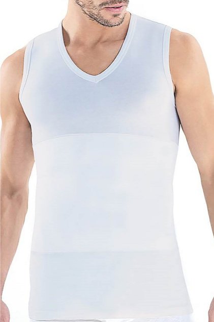Men's Modal V-Neck Zero Sleeve Sleeveless Corset Athlete Body White