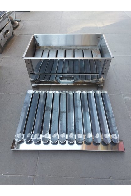 (3-5 KİŞİLİK) 40 X 27 Cm Özel Üretim El Yapımı Paslanmaz Gövdeli Lama Izgaralı Mangal