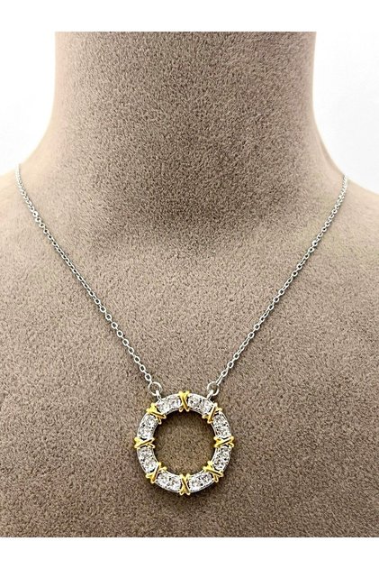 Zircon Stone Gold Detail Xox Women's Necklace (2,3X2,3-42/48Cm)