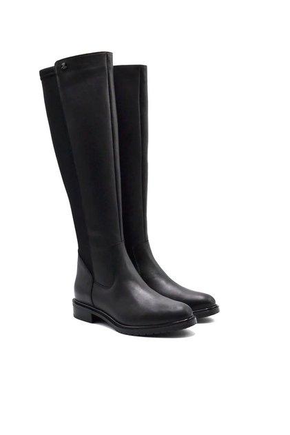 Venus Genuine Leather Stretch Elastic Easy-To-Wear Full Fit Zippered 20711 Black Women's Boots