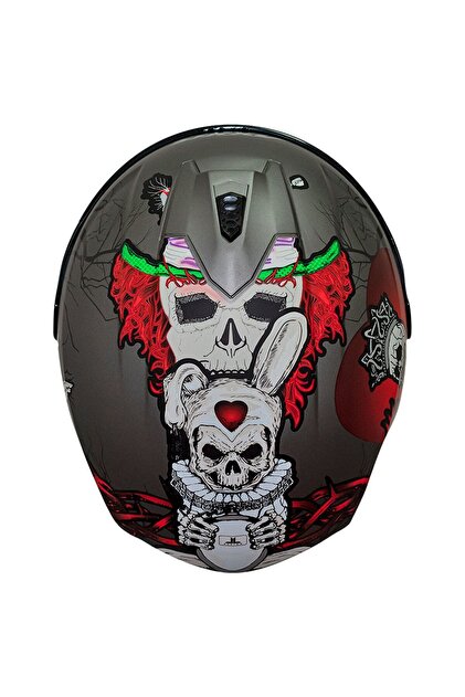 Axxis DRAKEN S HORRORLAND MAT TİTANYUM + SİYAH VİZÖR - Fiyatı