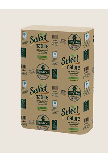 Select Nature Dispenser Havlu 12x200 Yaprak Organik Kahverengi