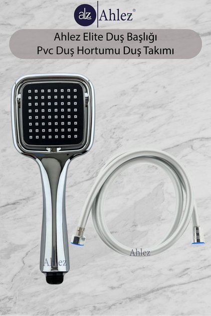 Elite Kare Duş Başlığı + Pvc Duş Hortumu Duş Takımı Duş Seti