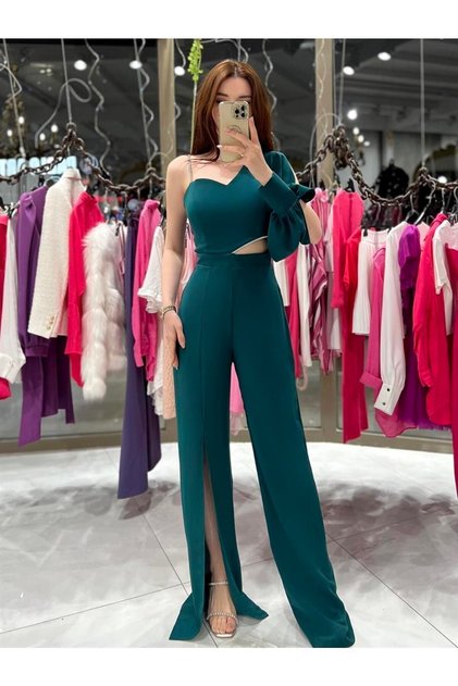 Vivien Tek Kol Tulum Hijap Sırt Fermuarlı Dokuma Kumaş