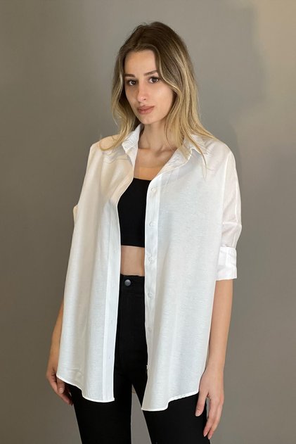 New Season Oversize White Women's Shirt