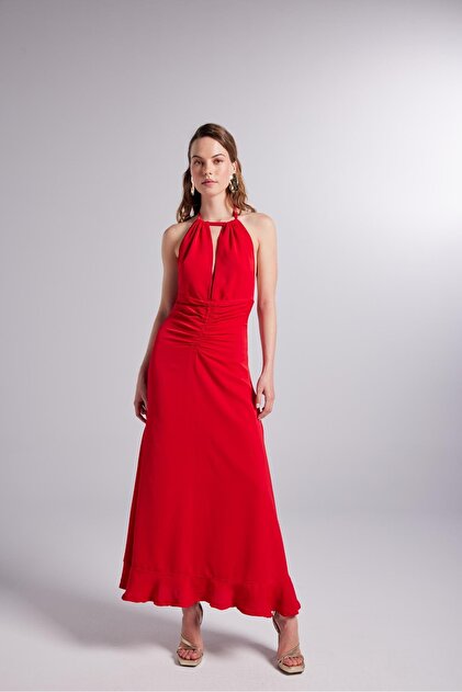 strapless open back dress Women's Holiday Party Dress Red Sexy Patchwork Tassel Hot Drill V Neck Irregular Dress Dresses(Red/S) main image 1