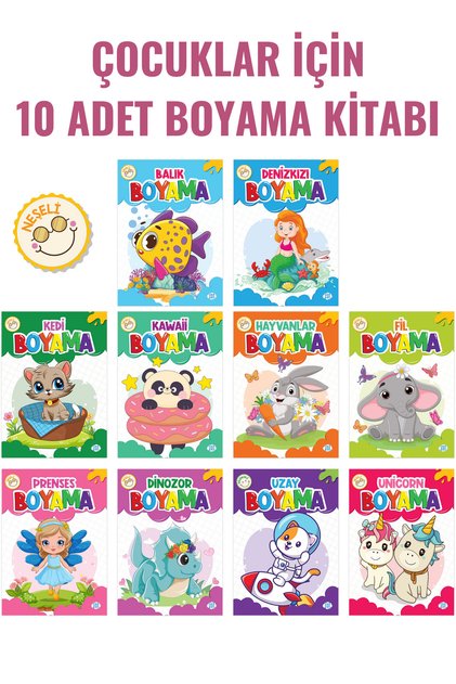 Set of 10 Coloring Books for Children