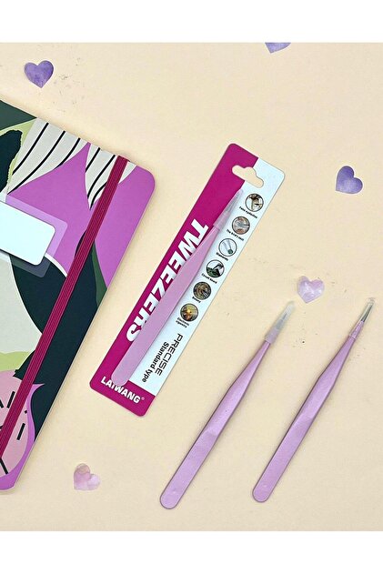 Sticker Tweezers Flat Tip Pink - Sticker - Washi Tape - Sticker - Bullet Journal - Notebook Decoration