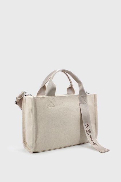 Women's Canvas Handle Detailed Crossbody Bag