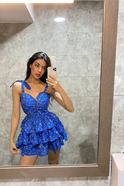 Layered Crispy Dress Blue