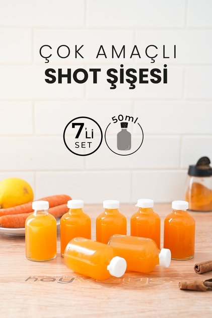 7 Adet 50 ml Shot Ginger Şişe Cam Mini Plastik Kapaklı Kolonya Koku Süs Küçük Cam Şişe Iksir Şişesi