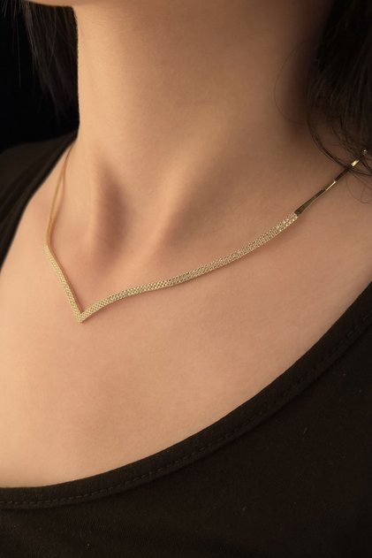 14 Ayar Altın Su Yolu Çavuş Modeli Gerdanlık Sarı