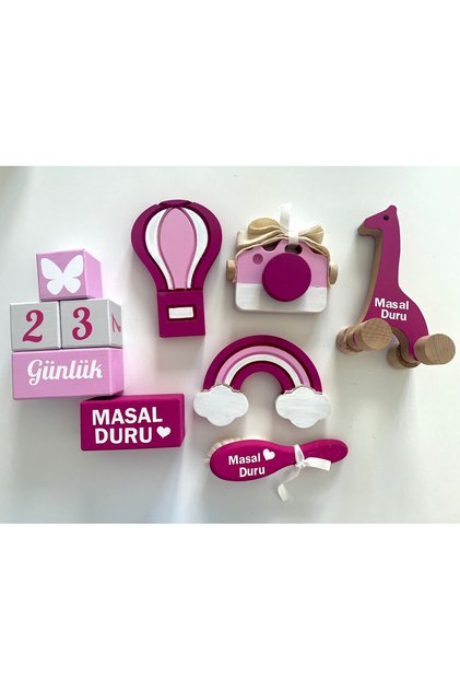 Objeli bebek anı küpü seti tam set bebek dekor