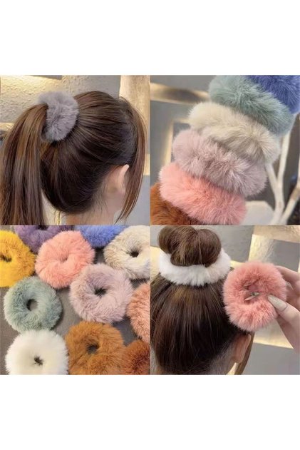 Vintage 3 Adet Tüylü Peluş Simit Toka