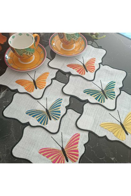 Colored Butterfly Patterned Coffee or Cocktail Napkins 6 Pieces