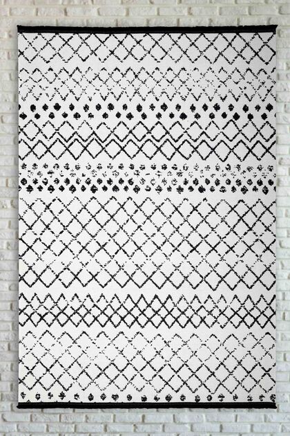 Nordic Patterned Black and White Washable Non-Slip Base Chenille Machine Carpet 7782