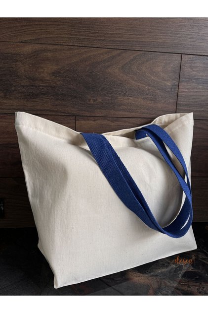 Gabardin Çanta Mavi Renk Saplı %100 Pamuk 260gr. Punch Nakışı Ve Boyamaya Uygun