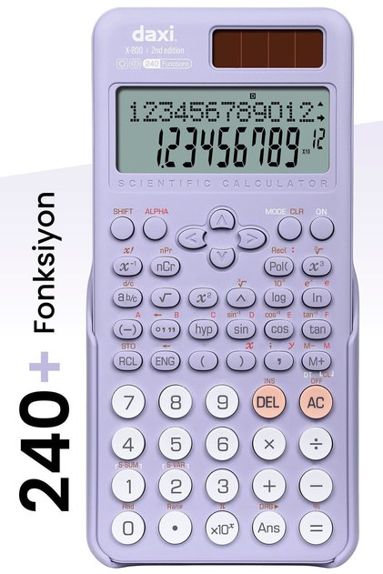 X-800 Yeni Nesil 240 Fonksiyonlu Bilimsel Hesap Makinesi, Lila